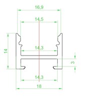 Profilo Da Appoggio Nero Con Passaggio Cavo 3Mt Cover Opaca Per Strip 13Mm