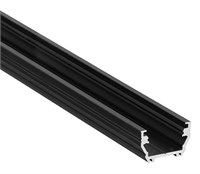 Profilo in alluminio nero da appoggio alto 2mt con cover opaca per strip 12mm