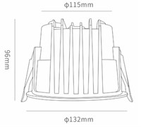Downlight incasso IP44 LED COB 18W 3000K UGR11 FORO Ø155MM DRIVER LIFUD
