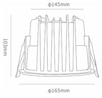 Downlight incasso IP44 LED COB 25W 3000K UGR11 FORO Ø145MM DRIVER LIFUD