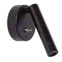 Applique da lettura nero opaca 2,5W con interruttore e USB