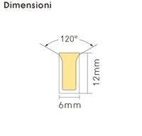 Flex neon 0612 FLAT 10W/mt 24V IP65 4000K Sideview taglio 1cm -15 metri in estruso