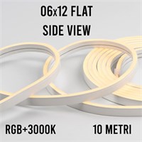 Flex neon 0612 flat side 15W/mt 24V IP65 estruso RGB+3000K taglio 5cm - 10 metri