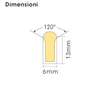 flex neon 0613 dome side view 15W/mt 24V IP65 estruso 3000K taglio 1cm - 50 metri