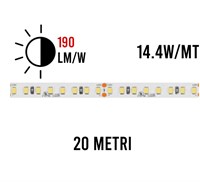 Strip led 2835 IP20 14,4W/mt 190Lm/W 24V 2700K Alta luminosità 20 metri