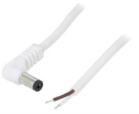 CONNETTORE DC MASCHIO BIANCO A 90° - PLUG 5.5-2.1mm L. CAVO 24AWG